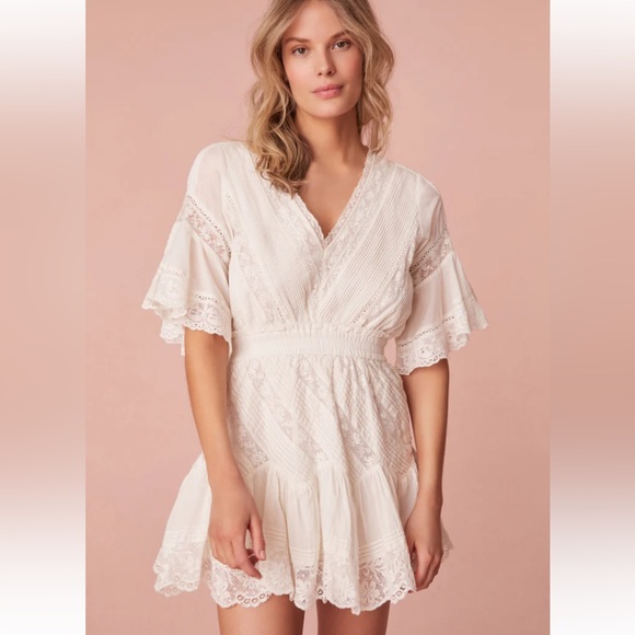 Love Shack Fancy Calamina Lace Mini Dress - Picture 1 of 5